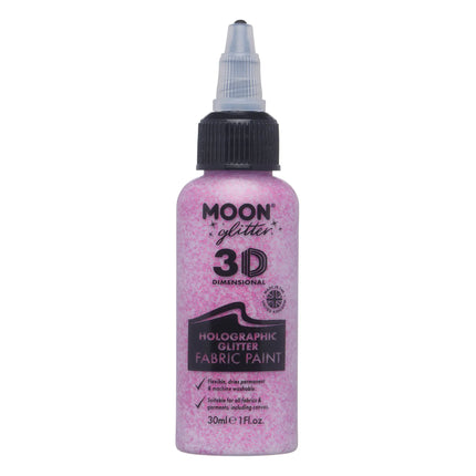 Moon Glitter Holographic Glitter Fabric Paint Pink 30ml