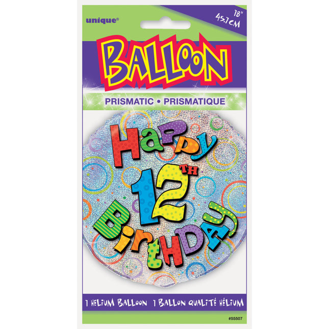 Heliumballon 12 Jahre Glitter 45cm leer