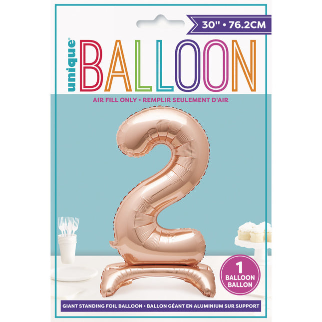 Folienballon Figur 2 Rose Gold Standard 76cm