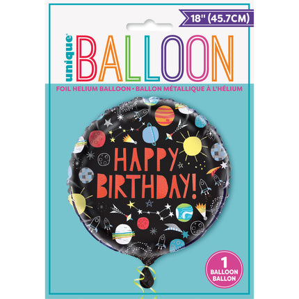 Helium Ballon Space Happy Birthday 45cm leer