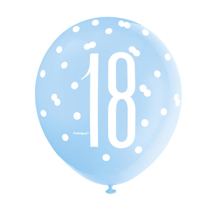 Ballons 18 Jahre Dots Blau 30cm 6Stk