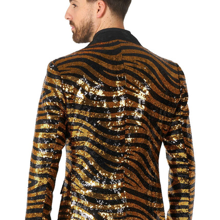 Gold Schwarz Tiger Paillet Blazer Männer OppoSuits