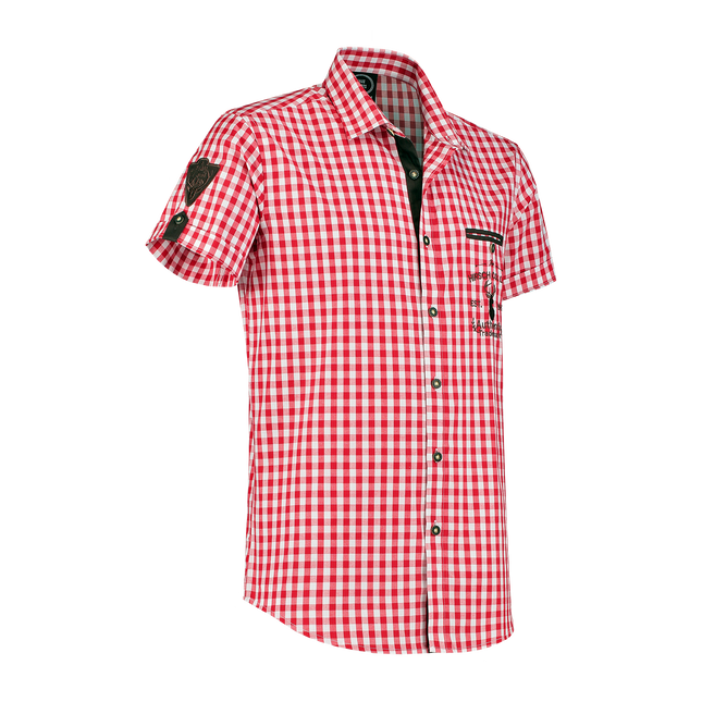 Shirt kurzarm, Stickerei, rot/weiß