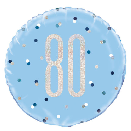 Heliumballon 80 Jahre Blau 45cm Leer