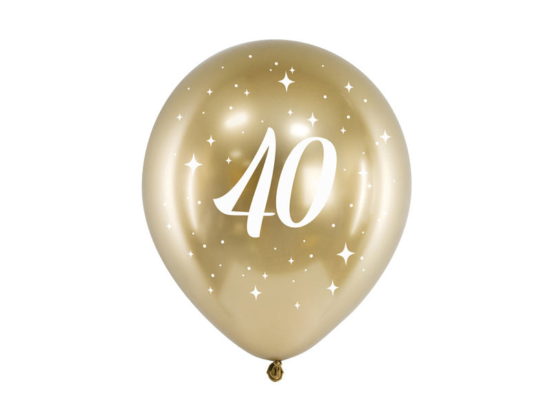 Ballons 40 Jahre Gold 30cm 6 Stk.