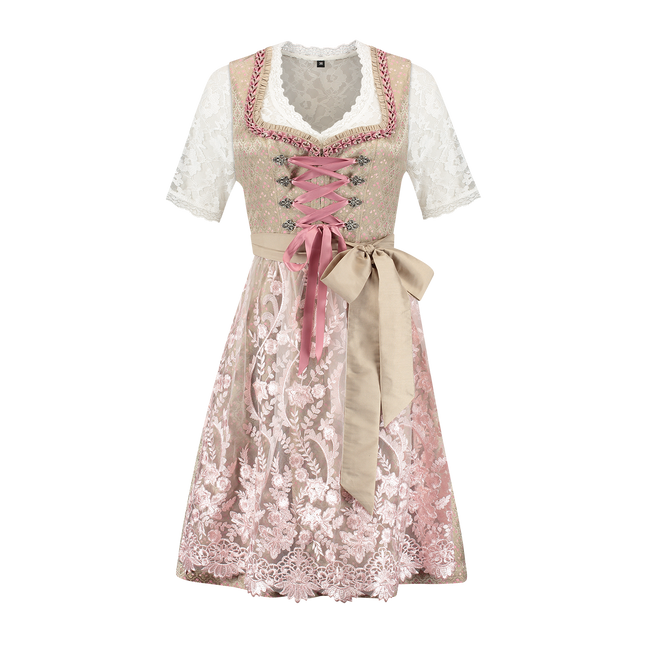 Gold Rosa Dirndl Kleid Oktoberfest Damen 2 Stück