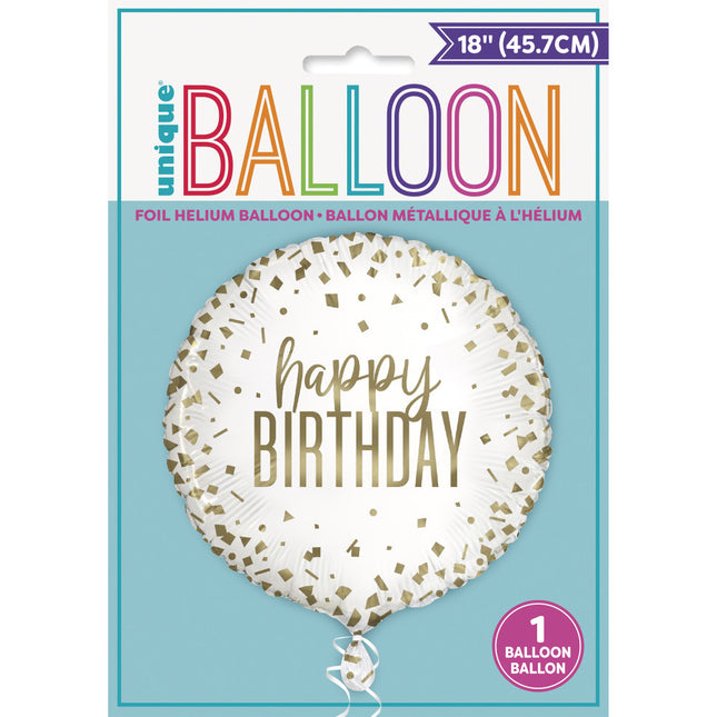 Heliumballon Happy Birthday Gold 45cm leer