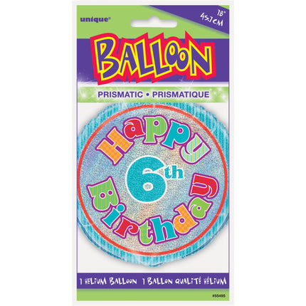 Heliumballon 6 Jahre Glitter 45cm leer