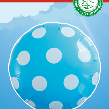 Helium Ballon Dots Hellblau 45cm Leer