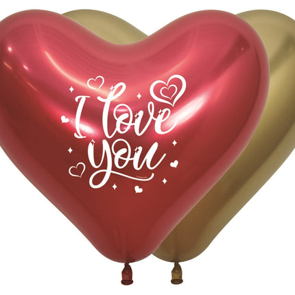 Ballons Herz I Love You Reflex 35cm 12 Stk.