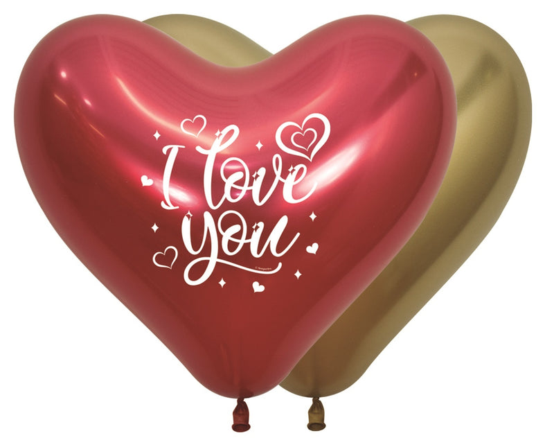 Ballons Herz I Love You Reflex 35cm 12 Stk.