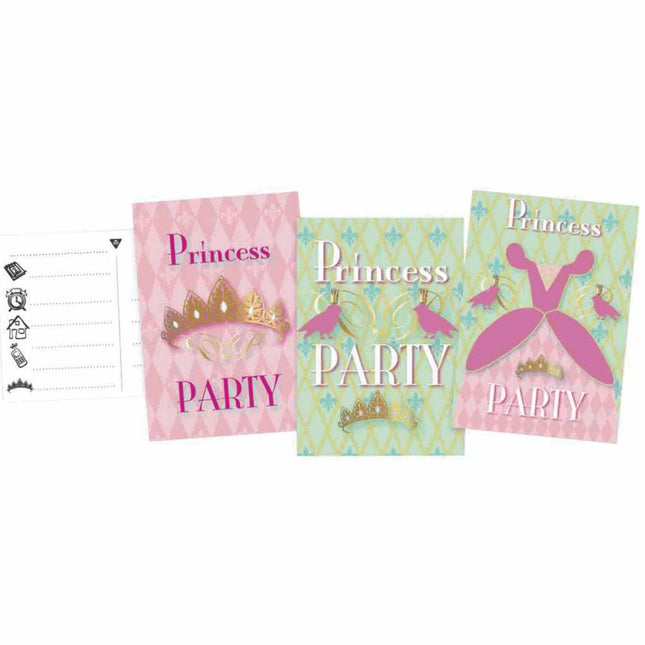 Prinzessinnen Einladungen Party 6pcs