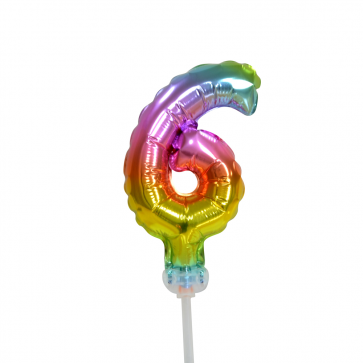 Folienballon Figur 6 Regenbogen 13cm leer