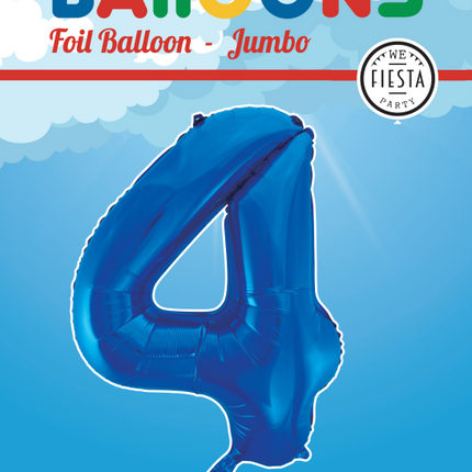 Folienballon Figur 4 Blau XL 86cm leer