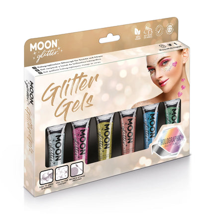 Moon Glitter Holographic Fine Glitter Gel Silber 12ml