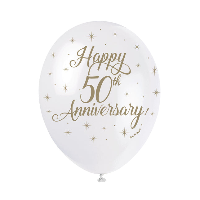 Ballons Happy 50th Anniversary 30cm 5pcs