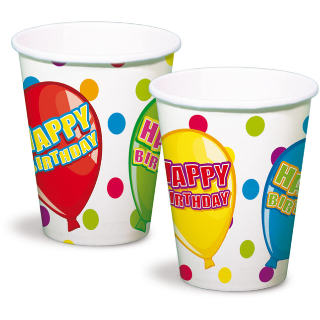 Happy Birthday Ballons Becher 250ml 6 Stück