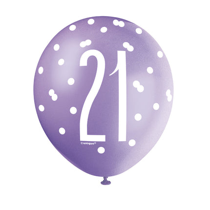 Ballons 21 Jahre Dots 30cm 6Stk