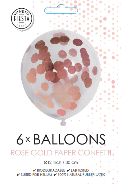 Konfetti-Ballons Rose Gold 12cm 6Stück