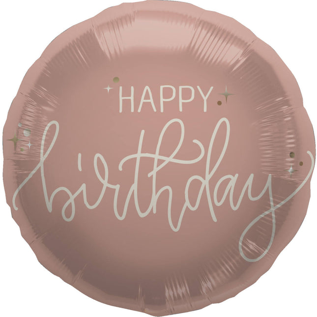 Happy Birthday Helium Ballon Pastell Rosa Leer 45cm