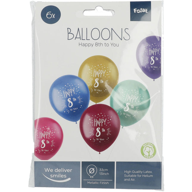 Luftballons 8 Jahre Happy 8th 33cm 6Stk