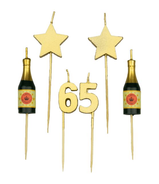 Kerzen 65 Jahre Champagner 17,5cm