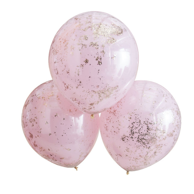 Rosa Konfetti-Ballons Double Layer 45cm 3pcs