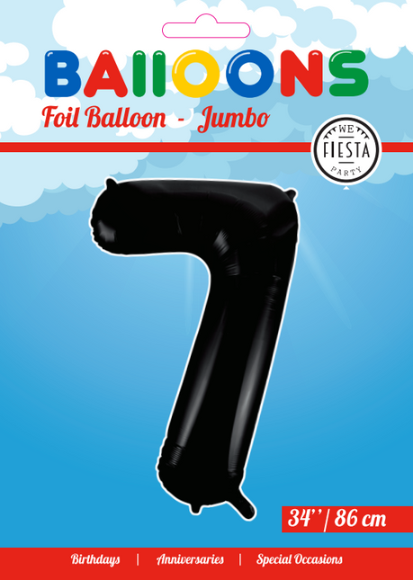 Folienballon Figur 7 Schwarz XL 86cm leer