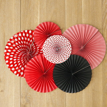 Papierfächer Rot Schwarz Set 23-40cm 3 Stück