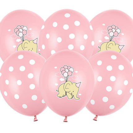 Ballons Baby Elefant Rosa 30cm 6Stk