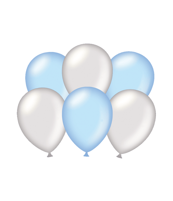 Ballons Silber/Blau Metallic 30cm 6Stk.