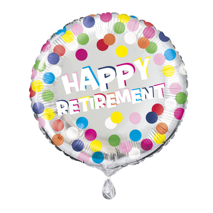 Heliumballon Happy Retirement farbig 45cm Leer.