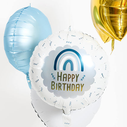 Heliumballon Happy Birthday Regenbogen Blau Leer 45cm