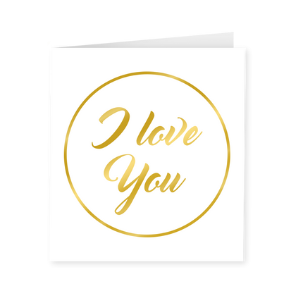 Karte I Love You Gold Weiß 15cm