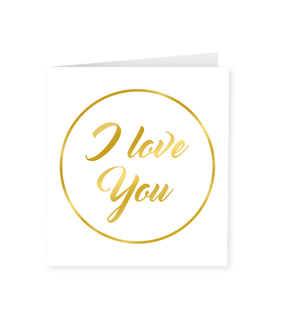 Karte I Love You Gold Weiß 15cm