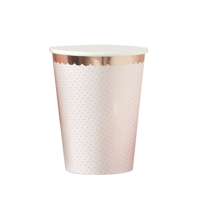 Rose Gold Becher Dots 260ml 8Stück