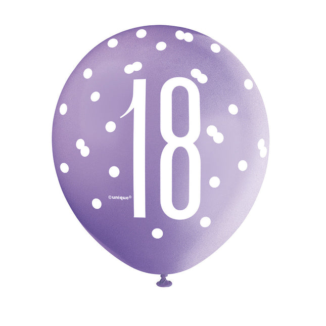 Ballons 18 Jahre Dots 30cm 6Stk