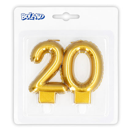 Goldene Kerze 20 Jahre 8cm