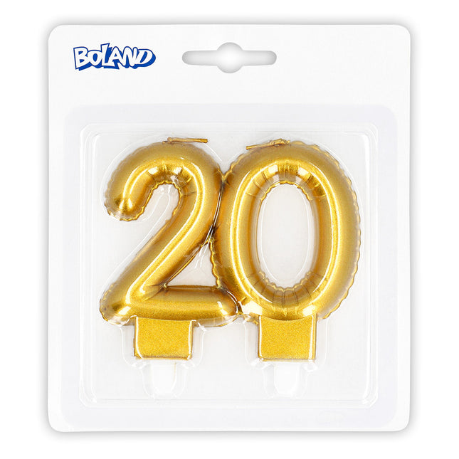 Goldene Kerze 20 Jahre 8cm