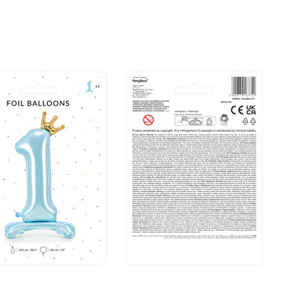 Folienballon Figur 1 Hellblau Standard Leer 84cm