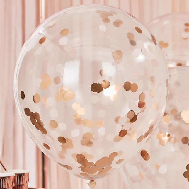 Rose Gold Konfetti Ballons 61cm 3Stück