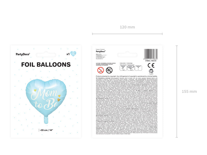 Helium Ballon Herz Mom To Be Blau Leer 35cm