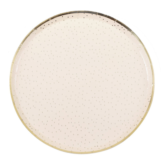 Pfirsichfarbene Teller Gold Dots 24cm 8 Stk.