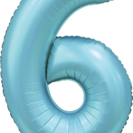 Hellblauer Figurenballon 6 Jahre Glanz 86cm