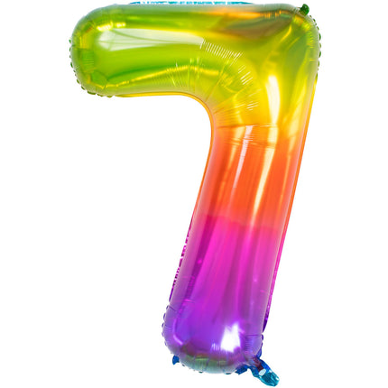 Folienballon Figur 7 Regenbogen XL 81cm leer