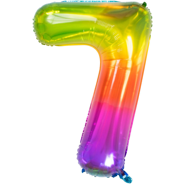 Folienballon Figur 7 Regenbogen XL 81cm leer