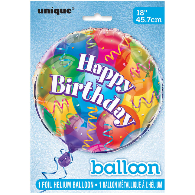 Helium Ballon Happy Birthday Ballons bunt 45cm leer