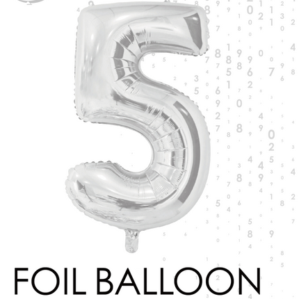 Folienballon Figur 5 Silber 66cm