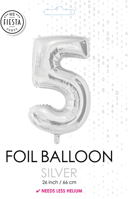 Folienballon Figur 5 Silber 66cm