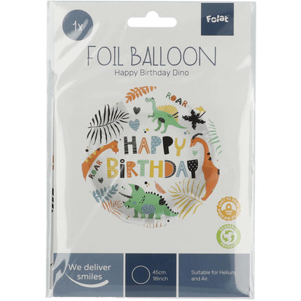 Heliumballon Happy Birthday Dino Leer 45cm